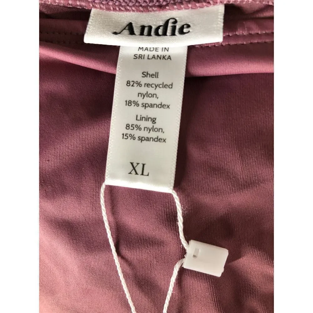 Andie The Bikini Bottom Stretch Swim Brief Cactus Flower Mauve Purple NWT XL